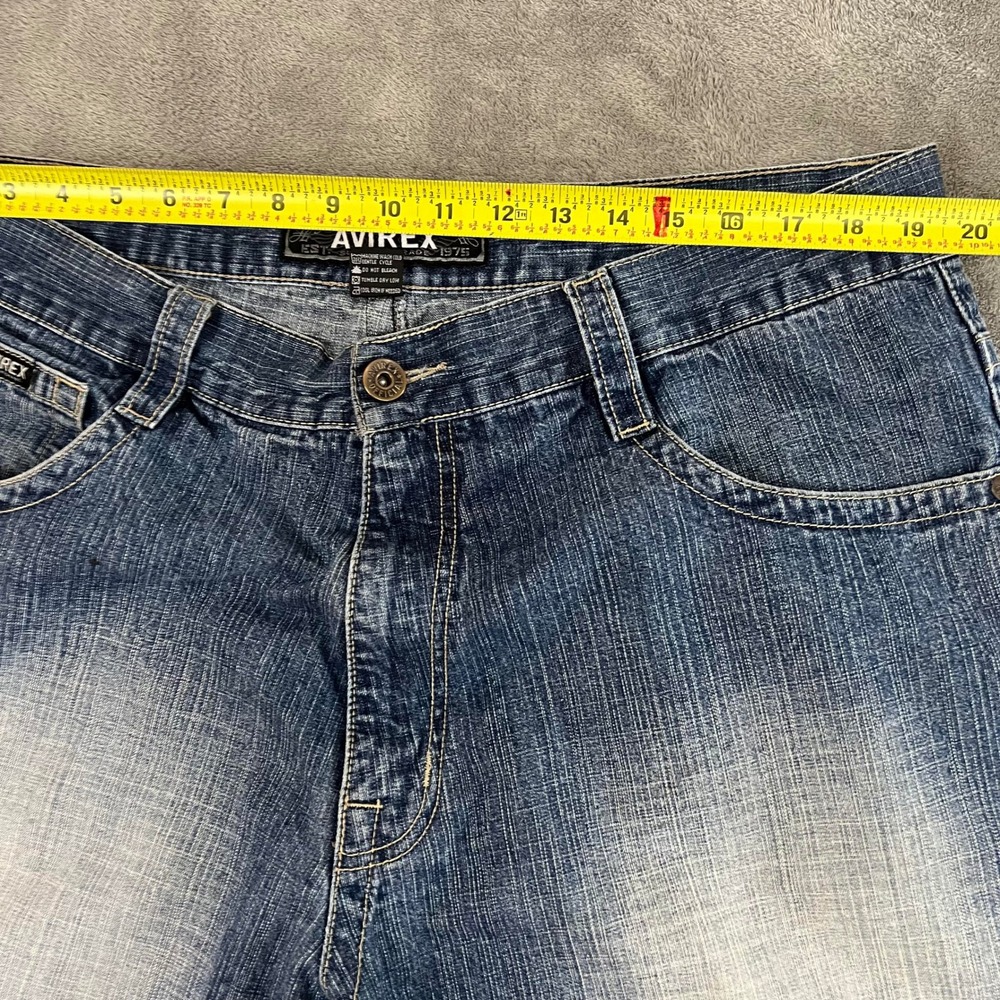 Vintage Y2K Avirex Baggy Denim Shorts Mens 40 Faded Patina Skater Grunge - Picture 10 of 10